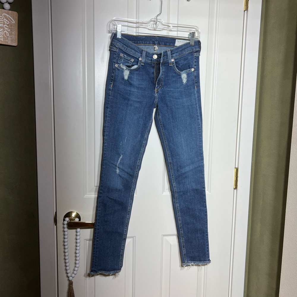 Rag & Bone Blue Skinny Jeans with Lived-In Look